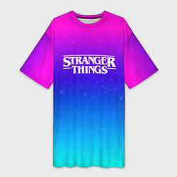 Женская длинная футболка Stranger Things gradient colors