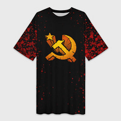 Женская длинная футболка Серп и молот СССР краски
