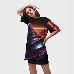 Футболка женская длинная Фиолетовая воронка, цвет: 3D-принт — фото 2