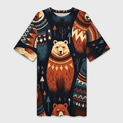 Женская длинная футболка Медведи индейцы