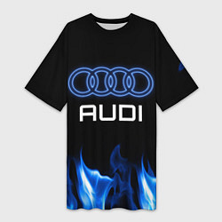 Женская длинная футболка Audi neon art