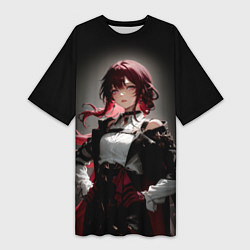 Женская длинная футболка Хонкай- Кафка