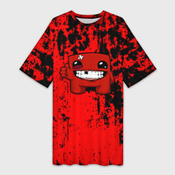 Женская длинная футболка Super Meat Boy краски