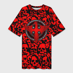 Женская длинная футболка Thirty Seconds to Mars skull pattern