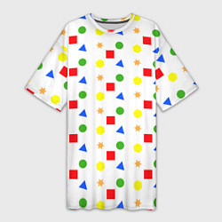 Женская длинная футболка Разноцветные геометрические фигурки