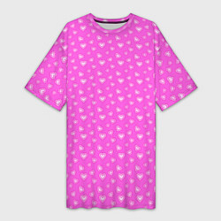 Женская длинная футболка Розовый маленькие сердечки