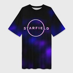 Футболка женская длинная Starfield тёмное небо из игры, цвет: 3D-принт