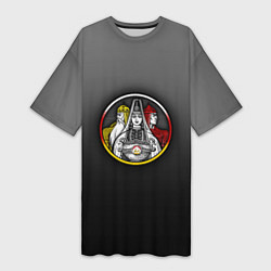 Женская длинная футболка Осетины на темном фоне