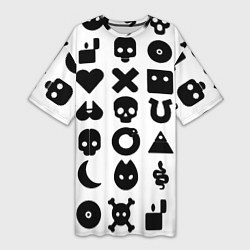 Футболка женская длинная Love death robots pattern white, цвет: 3D-принт