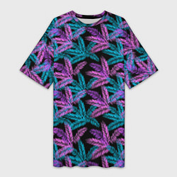 Женская длинная футболка Тропические пальмовые листья