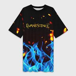 Женская длинная футболка Evanescence огонь рок группа