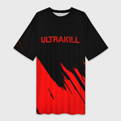 Футболка женская длинная Ultrakill краски геймер, цвет: 3D-принт