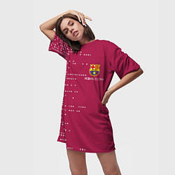 Футболка женская длинная Футбольный клуб Барселона - бордовый, цвет: 3D-принт — фото 2