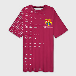 Женская длинная футболка Футбольный клуб Барселона - бордовый