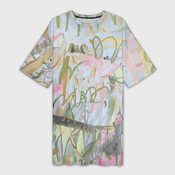 Женская длинная футболка Olive abstraction