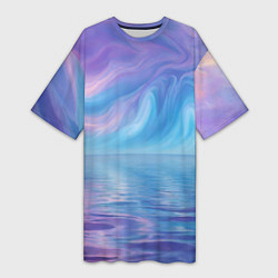 Женская длинная футболка Абстрактное небо и водная гладь