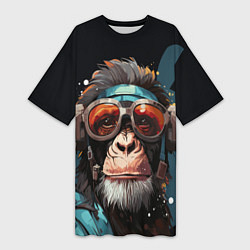 Женская длинная футболка Крутая обезьяна в очках