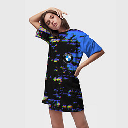 Футболка женская длинная BMW краски абстракция, цвет: 3D-принт — фото 2