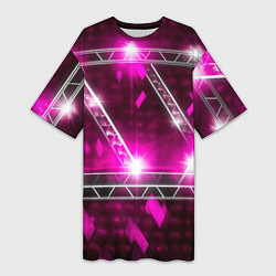 Женская длинная футболка Серебряные и синие вставки абстракции