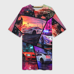 Женская длинная футболка GTA style cars