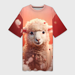 Женская длинная футболка Милая влюбленная овечка