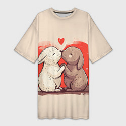 Женская длинная футболка Влюбленные кролики