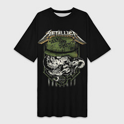 Женская длинная футболка Metallica - skull