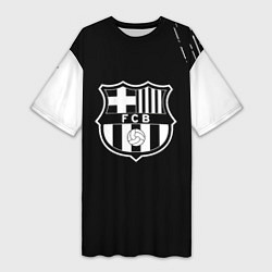 Футболка женская длинная Barcelona белые краски текстура, цвет: 3D-принт