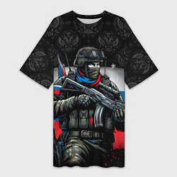 Женская длинная футболка Русский солдат