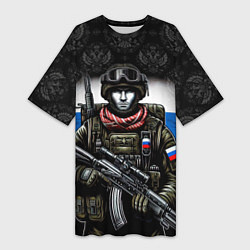 Женская длинная футболка Солдат России