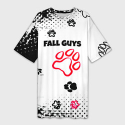 Футболка женская длинная Fall Guys kids game pattern, цвет: 3D-принт
