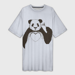 Женская длинная футболка Panda love art