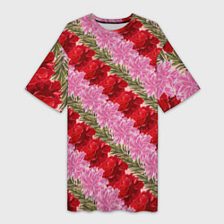 Женская длинная футболка Фон с лилиями и розами