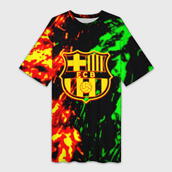 Женская длинная футболка Barcelona огненное лого