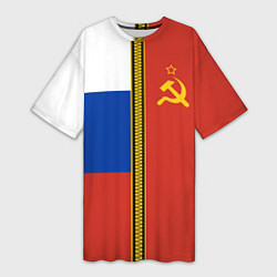 Футболка женская длинная Россия и СССР, цвет: 3D-принт