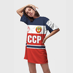 Футболка женская длинная Союз Советских Социалистических Республик - СССР, цвет: 3D-принт — фото 2