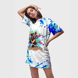 Футболка женская длинная Prince of Persia краски брызги, цвет: 3D-принт — фото 2