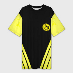Футболка женская длинная Borussia geometry yellow, цвет: 3D-принт