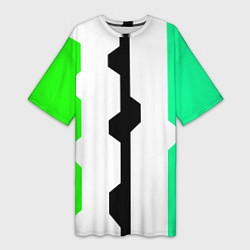 Женская длинная футболка Техно линии зелёный