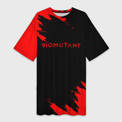 Женская длинная футболка Биомутант краски красные