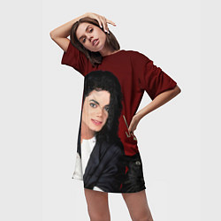 Футболка женская длинная Michael Jackson с пантерой и автографом, цвет: 3D-принт — фото 2