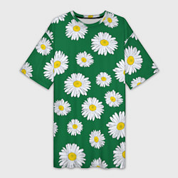 Женская длинная футболка Ромашки поле из цветов