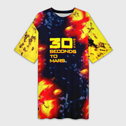 Женская длинная футболка Thirty Seconds to Mars огненное лого