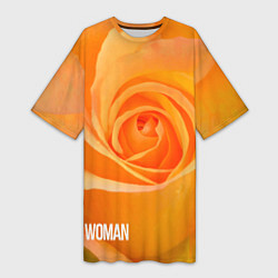 Футболка женская длинная Оранжевая роза - woman, цвет: 3D-принт