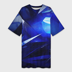Футболка женская длинная Black and blue abstract background sport style, цвет: 3D-принт