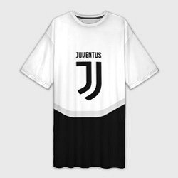 Футболка женская длинная Juventus black geometry sport, цвет: 3D-принт