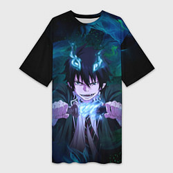 Футболка женская длинная Синий экзорцист - Рин, цвет: 3D-принт