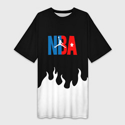 Женская длинная футболка Баскетбол нба огонь