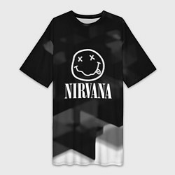 Женская длинная футболка Nirvana текстура рок