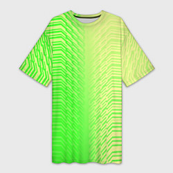 Футболка женская длинная Зелёные градиентные линии, цвет: 3D-принт